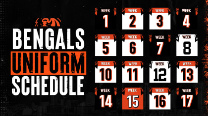 Bengals 2021 Uniform Schedule, uniform, Cincinnati Bengals