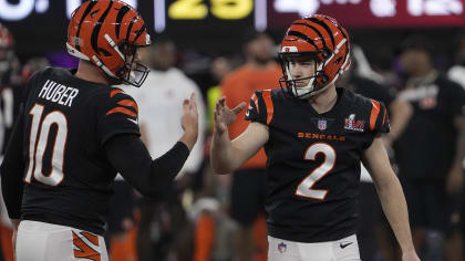 The Bengals' Evan McPherson with the celebration of missed field goal