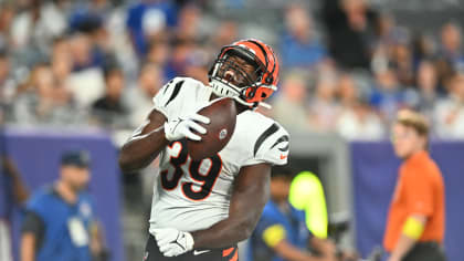 Cincinnati Bengals defensive end Raymond Johnson III (56) runs for the play  during a preseason NFL