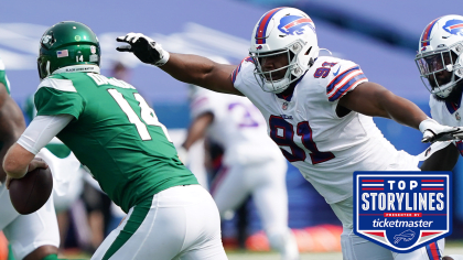 Buffalo Bills defensive tackle Ed Oliver (91) before playing against the  New York Jets in an