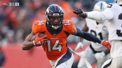 Rider Ann Judge guides Thunder during a ceremonial run after the Denver  Broncos scored in the first half of an NFL preseason football game  Saturday, Aug. 26, 2023, in Denver. (AP Photo/David