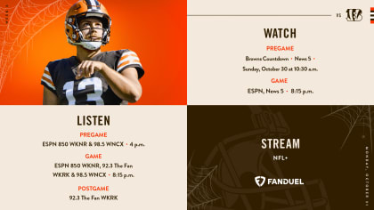Cincinnati Bengals - Cleveland Browns: Game time, TV Schedule and where to  watch the Week 1 NFL Game