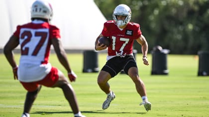 Arizona Cardinals wide receiver Andy Isabella (17) and wide receiver  Lorenzo Burns (33) run drills during an NFL football minicamp, Tuesday,  June 8, 2021, in Tempe, Ariz. (AP Photo/Matt York Stock Photo - Alamy