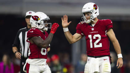 SANTA CLARA, CA - JANUARY 08: Arizona Cardinals wide receiver Greg Dortch  (83) celebrates with Arizona Cardinals wide receiver A.J. Green (18) on the  first touchdown of the Week 18 game between