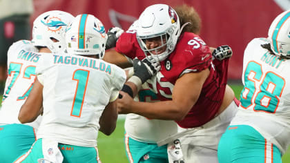 Arizona Cardinals defensive tackle Leki Fotu (95) warms up before