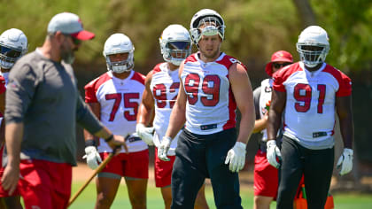 Defensive lineman (99) JJ Watt of the Arizona Cardinals warms up