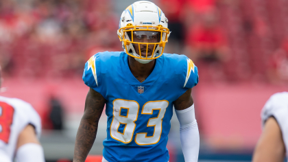 Los Angeles Chargers wide receiver Tyron Johnson (83) working out on the  field before an NFL football game against the Jacksonville Jaguars, Sunday,  October 25, 2020 in Inglewood, Calif. The Chargers defeated