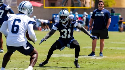 Dallas Cowboys cornerback Maurice Canady wears a Crucial Catch hoodie  during warm ups before an NFL football game against the Carolina Panthers,  Sunday, Oct. 3, 2021, in Arlington, Texas. Dallas won 36-28. (