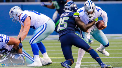 Seattle Seahawks offensive tackle Stone Forsythe (78) is seen during an NFL  preseason football game against the Dallas Cowboys, Friday, Aug. 26, 2022,  in Arlington, Texas. Dallas won 27-26. (AP Photo/Brandon Wade