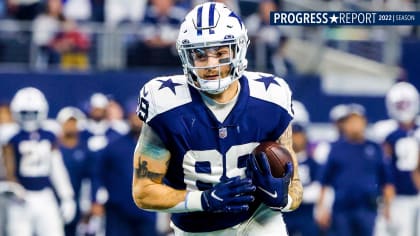 Peyton Hendershot of the Dallas Cowboys makes a reception whilst