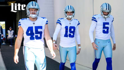 Dallas Cowboys long snapper Matt Overton (45) is seen on the sidelines  during an NFL football