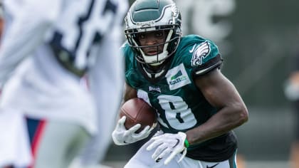 Jalen Reagor of the Philadelphia Eagles in action against the Dallas