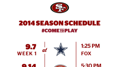 San Francisco 49ers 2014 Schedule Released