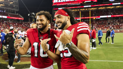 49ers Celebrate Postgame Following 35-16 Win Over Cardinals 