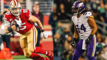 San Francisco 49ers tight end George Kittle and Minnesota Vikings running  back Dalvin Cook during the NFC AFC Pro Bowl practice on Saturday, Feb. 4,  2023 in Las Vegas. (AP Photo/Vera Nieuwenhuis