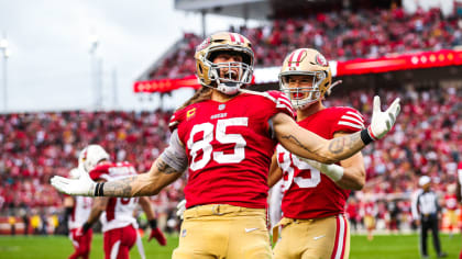 San Francisco 49ers fullback Moran Norris (L) celebrates in the