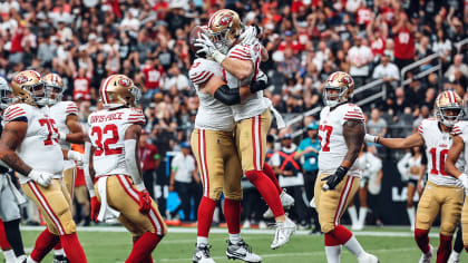 San Francisco 49ers tight end Ross Dwelley (82) runs during a play during  an NFL football game between the Detroit Lions and the San Francisco 49ers  in Detroit, Michigan USA, on Sunday