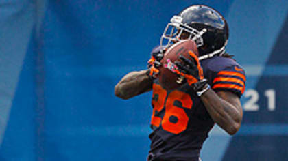 The Chicago Bears sideline erupts as cornerback Tim Jennings returns an  interception 25-yards for a touchdown during the fourth quarter against the  Carolina Panthers at Soldier Field on October 28, 2012 in Chicago. The  Bears won 23-22. UPI/Brian