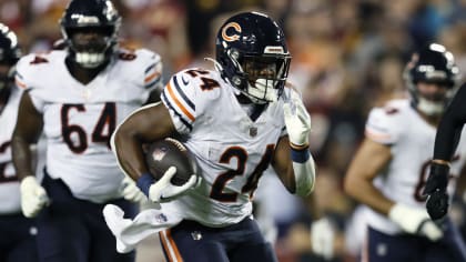 Chicago Bears fullback Robert Burns (45) celebrates after scoring a  touchdown against the Buffalo Bills during the second half of an NFL  preseason football game, Saturday, Aug. 26, 2023, in Chicago. (AP