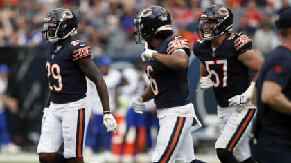 Chicago Bears fullback Robert Burns (45) celebrates after scoring a  touchdown against the Buffalo Bills during the second half of an NFL  preseason football game, Saturday, Aug. 26, 2023, in Chicago. (AP