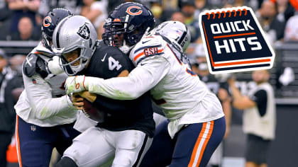 Justin Fields throws first TD pass, Bears' defense dominates Raiders 20-9