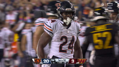 Chicago Bears' Cody Whitehair (65) leaps to congratulate teammate Khalil  Herbert on Herbert's touchdown against the Seattle Seahawks during the  second half of an NFL football game, Sunday, Dec. 26, 2021, in