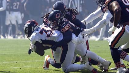 Chicago Bears linebacker Terrell Lewis (52) defensive tackle Zacch Pickens ( 96) and linebacker Trevis Gipson attempt to block a field goal in an NFL  preseason football game against the Tennessee Titans Saturday