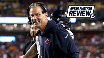 Chicago Bears head coach Matt Eberflus calls in a play during an NFL  preseason football game against the Tampa Bay Buccaneers, Sunday, Sept. 17,  2023, in Tampa, Fla. (AP Photo/Peter Joneleit Stock