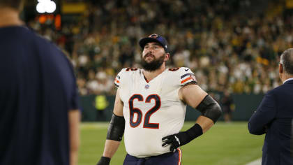 Chicago Bears guard Lucas Patrick (62) celebrates a Bears