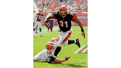 Cincinnati Bengals' Tab Perry (88) is tackled by Buffalo Bills