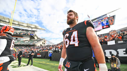 Cincinnati Bengals center Ted Karras (64) celebrates with teammates while  entering the field during an NFL football game against the Kansas City  Chiefs, Sunday, Dec. 4, 2022, in Cincinnati. (AP Photo/Jeff Dean