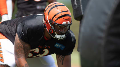 Cincinnati Bengals defensive end Josh Tupou (68) runs off the field after  an NFL football game against the New York Jets, Sunday, Oct. 31, 2021, in  East Rutherford, N.J. (AP Photo/Adam Hunger