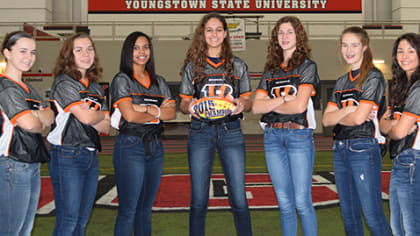 Girls flag football team representing the Patriots set to compete