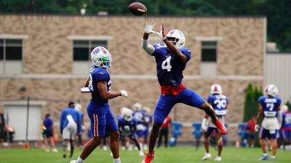 Buffalo Bills safety Jaquan Johnson (4) runs on the field during