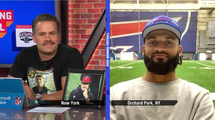 Good Morning Football host Kyle Brandt falls off chair on live TV at Jason  McCourty's shock NFL Super Bowl pick