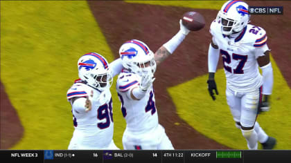 Taron Johnson and Terrel Bernard team up for Bills fumble recovery