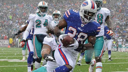 Miami Dolphins running back Reggie Bush (22) takes a snap during