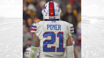 Buffalo Bills strong safety Micah Hyde, right, exchanges jersey's