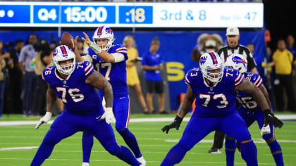 Buffalo Bills Dion Dawkins (73) makes a move on a coach during the AFC Pro  Bowl players practic …