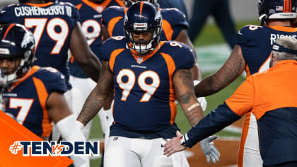 Denver Broncos center Lloyd Cushenberry III (79) takes part in drills  during the NFL football team's training camp Saturday, Aug. 6, 2022, at the  Broncos' headquarters in Centennial, Colo. (AP Photo/David Zalubowski