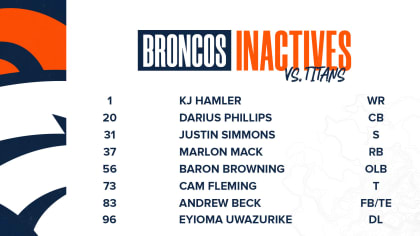 Justin Simmons inactive for Broncos' Week 10 matchup vs. Titans