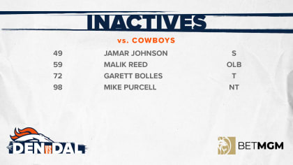 Malik Reed, Mike Purcell ruled inactive for #DENvsDAL