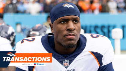 Denver Broncos defensive lineman Jonathan Harris (92) plays against the Tennessee  Titans during the first half of an NFL football game Sunday, Nov. 13, 2022,  in Nashville, Tenn. (AP Photo/Mark Zaleski Stock