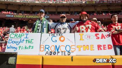 Denver Broncos vs. Buffalo Bills. Fans support on NFL Game. Silhouette of  supporters, big screen with two rivals in background Stock Photo - Alamy