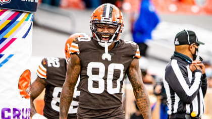 Cleveland Browns wide receiver Jarvis Landry (80) celebrates after