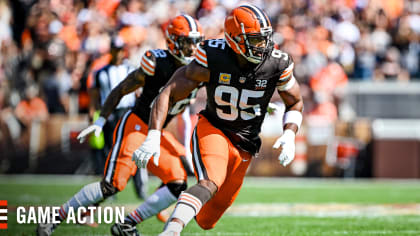 Cleveland Browns defensive end Jeremiah Martin (69) rushes during an NFL  preseason football game against the Kansas City Chiefs Saturday, Aug. 26,  2023, in Kansas City, Mo. (AP Photo/Peter Aiken Stock Photo - Alamy