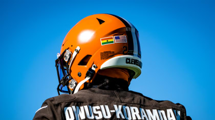 Flag decals are seen on the helmet of Miami Dolphins defensive back Kader  Kohou (28) during pregame warmups before an NFL football game against the  Cincinnati Bengals on Thursday, September 29, 2022