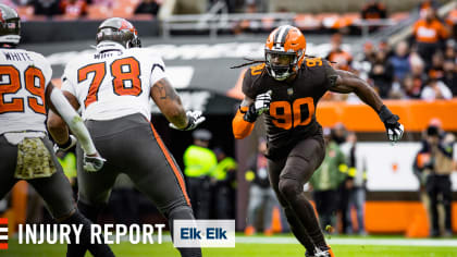 Jedrick Wills Jr. #71 of the Cleveland Browns walks to the bench