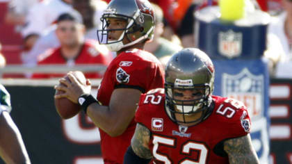 28 AUG 2010: Mike Williams of the Buccaneers watches the instant