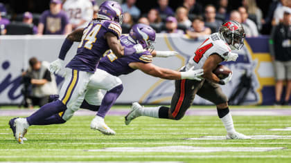 Tampa Bay Buccaneers linebacker Devin White (45) leaves the field after an  NFL football game against the Minnesota Vikings, Sunday, Sept. 9, 2023 in  Minneapolis. Tampa Bay won 20-17. (AP Photo/Stacy Bengs